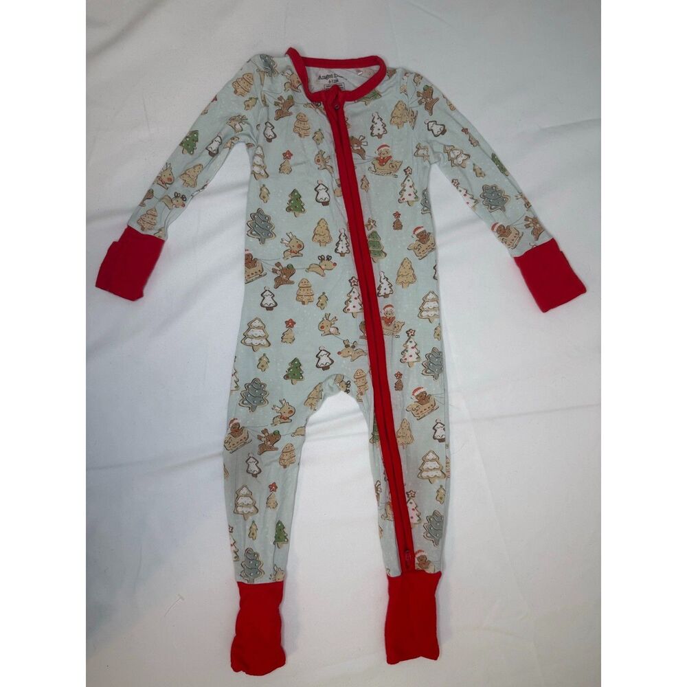 Angel Dear Baby 6-12M Bamboo Christmas Pajamas Cookies Holiday Zip Sleeper